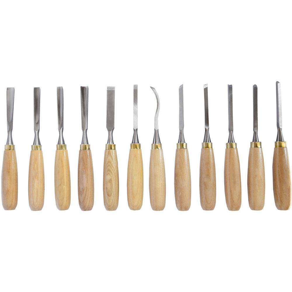 Tork Craft Chisel Set Wood Carving 12 Piece In Leather Pouch