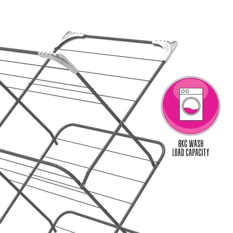 3 Tier Clothes Drying Stand | Metal | 13m Space | Foldable | Grey