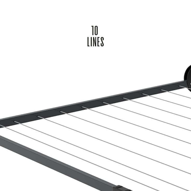 10 Line Single Fold Down Wall Mounted Clothesline 22 M