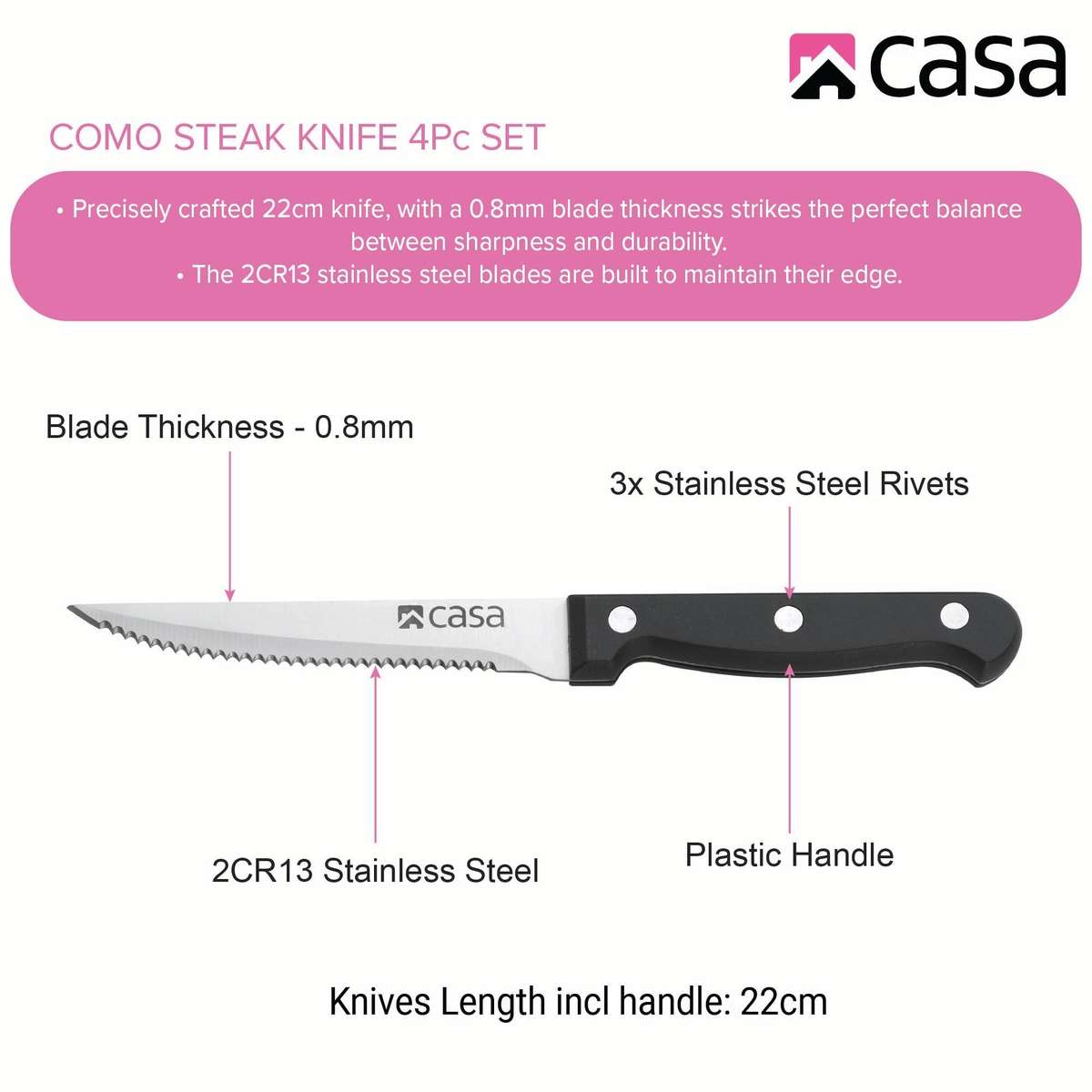 4 Pc Steak Knife Set Como