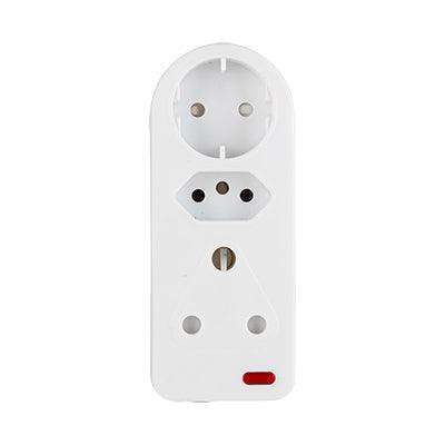 Eurolux 3 Way Adaptor White With Indicator Light 1x Schuko1x16 A 3pin 1x16 A Za