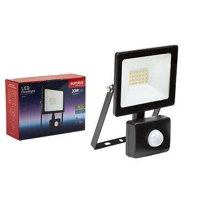 Led 20w Floodlight & Sensor Black 4000 K