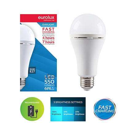 Eurolux Rechargeable Fast Charging Lamp 6w Led E27 6500 K