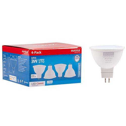 Mr16 Classic Frosted Lens 3w Led Gu5.3 4000 K 4 Pack N