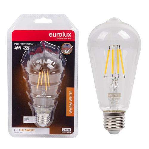 Eurolux Pear Shaped Filament 4w Led E27 3000 K 105lm
