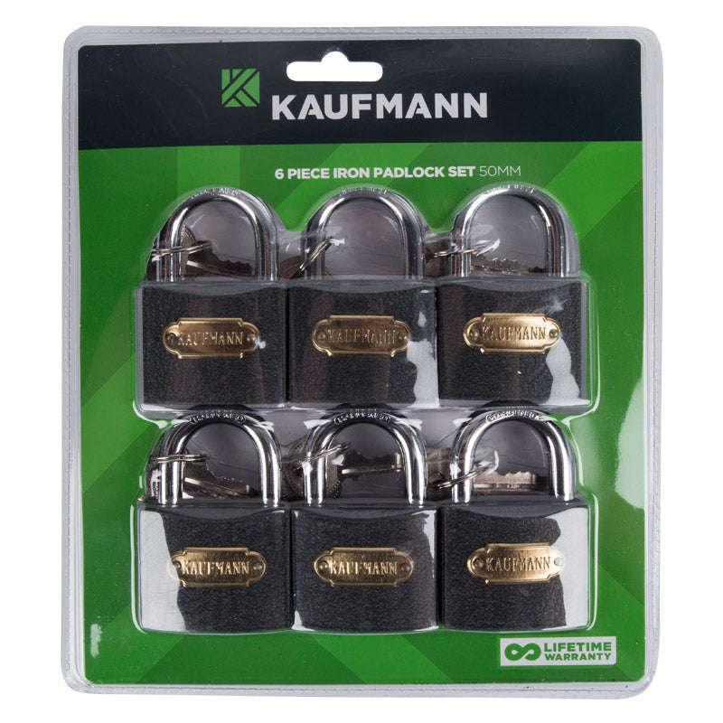 Kaufmann Padlock Steel Set 6 Pc 50 Mm