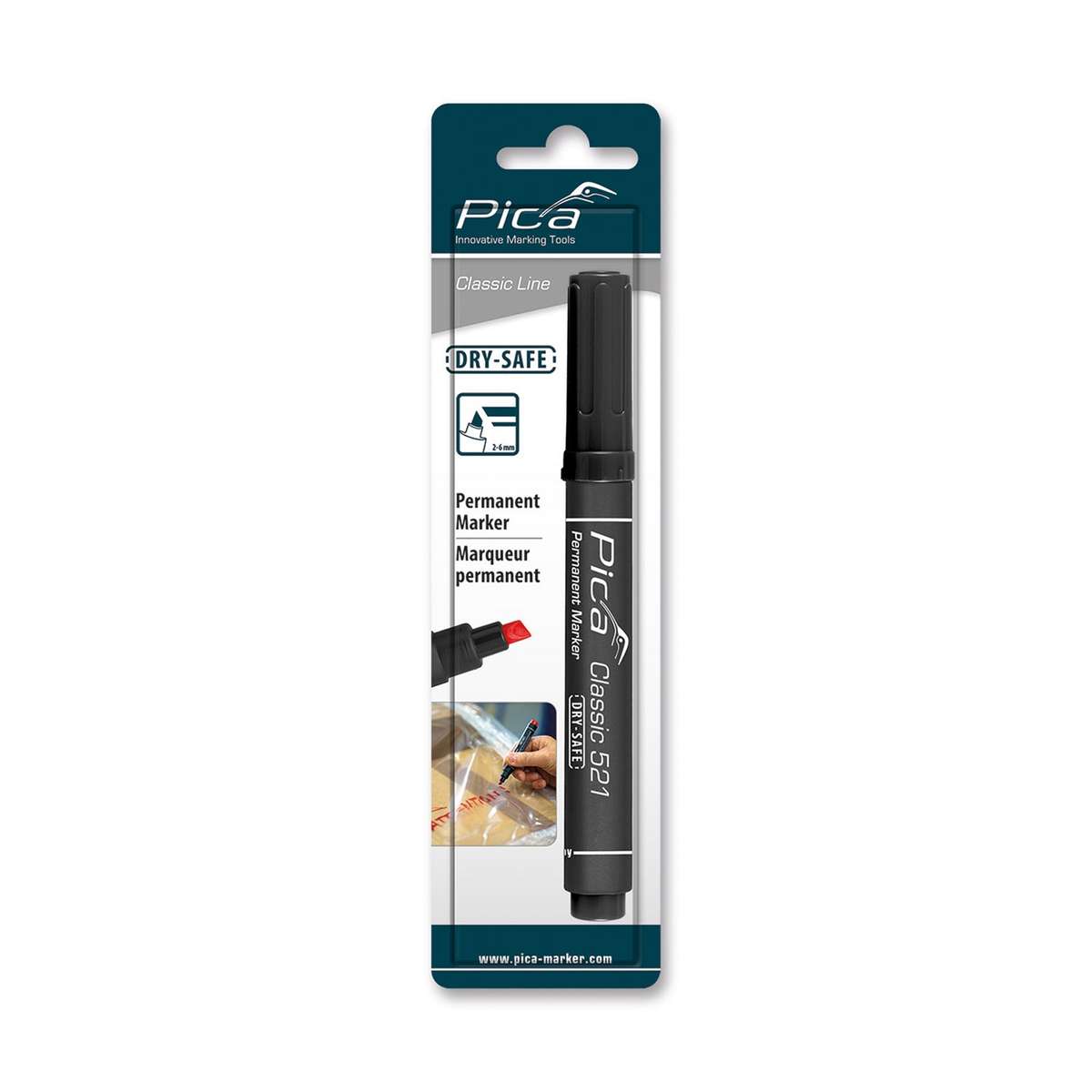 Pica Permanent Marker 2 6 Mm Chisel Tip Black Blister