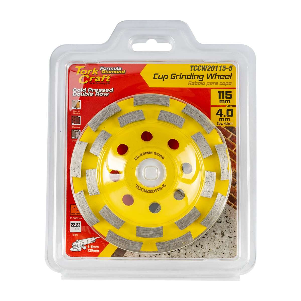 Tork Craft Dia. Cup Wheel 115 Mm X 22.23 Mm Dbl Row Cold Pressed Economy
