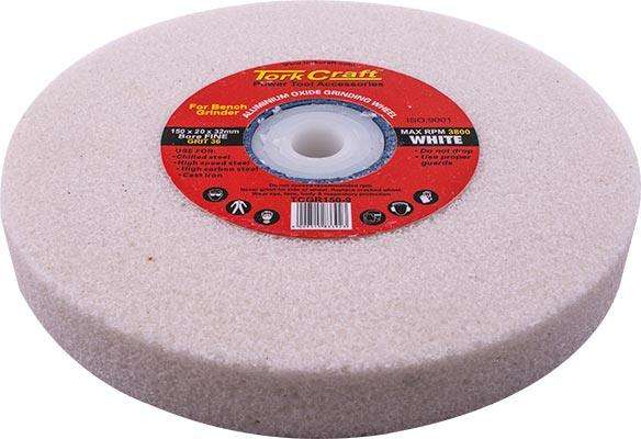 Tork Craft Grinding Wheel 150 X20 X32 Mm White Coarse 36 Gr W/Bushes For Bench Grin