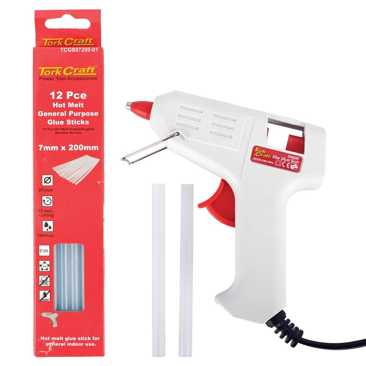 Tork Craft Tcgg05001 Glue Gun With Tcgs07200 01 Glue Sticks 12 Pce