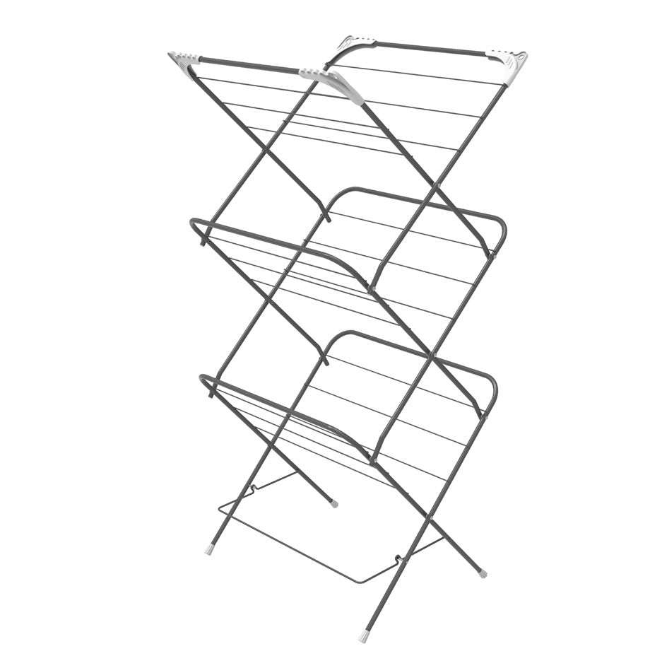 3 Tier Clothes Drying Stand | Metal | 13m Space | Foldable | Grey