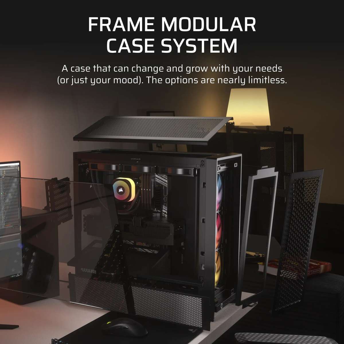 Corsair Frame 4000D RS ARGB Black Mid-Tower PC Case; 2X 3.5'' | 2X 2.5'' Drive Bays; Up To 360MM ...