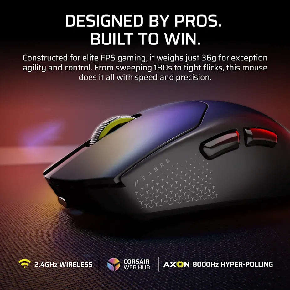 Corsair Sabre V2 Pro Ultralight Wireless Gaming Mouse Black; 33K DPI.