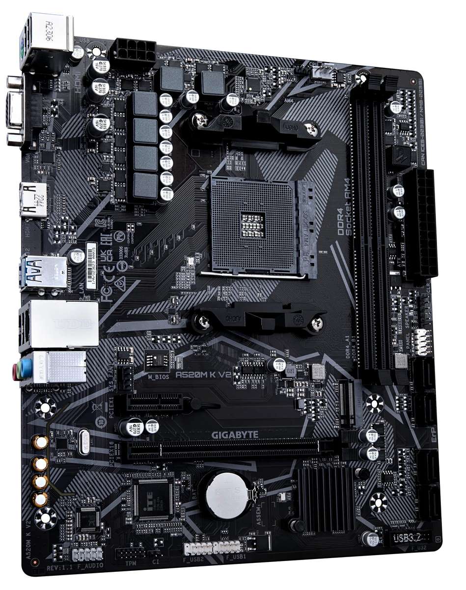 Gigabyte AMD A520M-K For 3RD/4TH/5TH Generation AMD Ryzen Processors; 2X Dual DDR4; 1X M2; HDM...