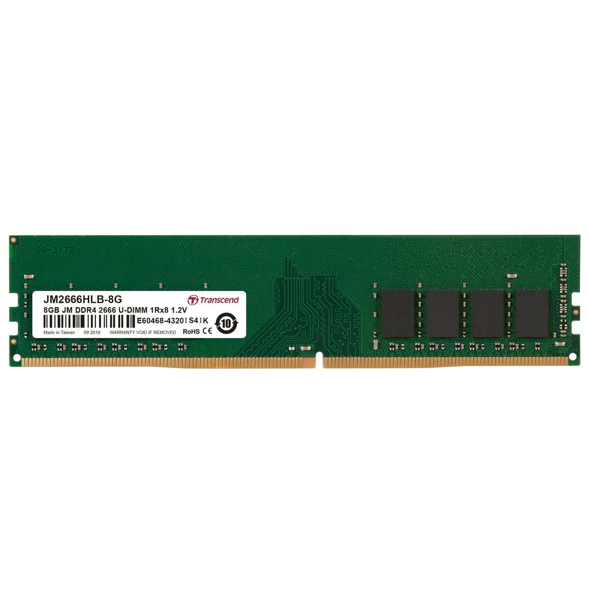 Transcend 8GB DDR4 2666MHS Desktop U-Dimm 1RX8 1GX8 CL19 1.2V