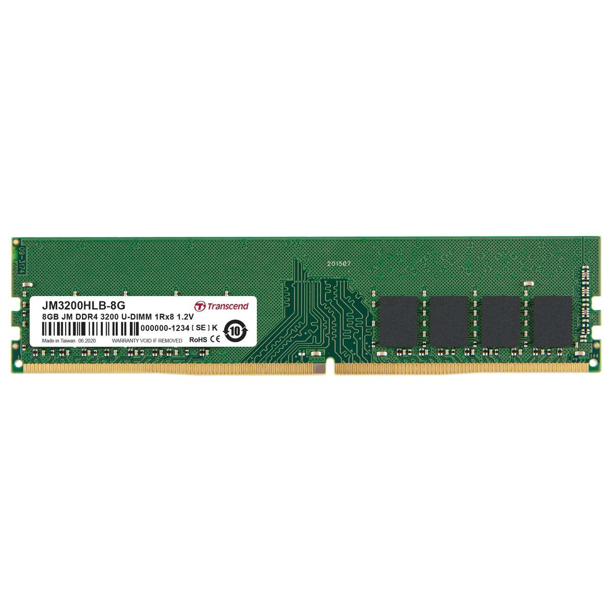 Transcend 8GB DDR4 3200 Desktop U-Dimm 1RX8 1GX8 CL22 1.2V