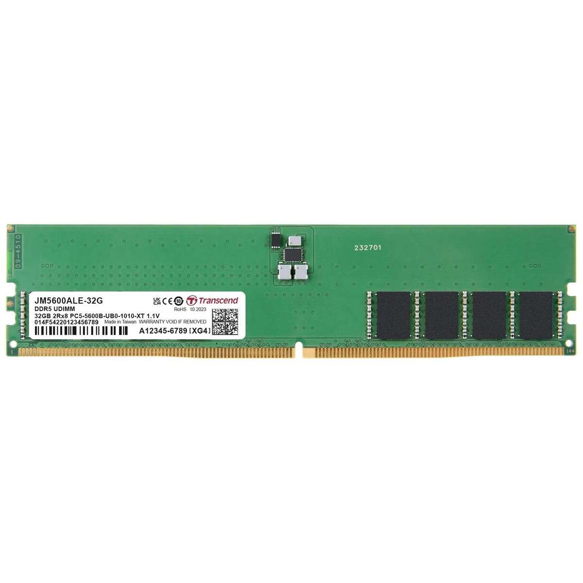 Transcend Jet Memory 32GB DDR5-5600 Unbuffered Desktop Long-Dimm 2RX8 CL46 (2GX8)X16