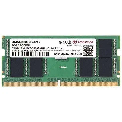 Transcend Jet Memory 32GB DDR5-5600 Unbuffered Notebook SO-DIMM 2RX8 CL46 (2GX8)X16
