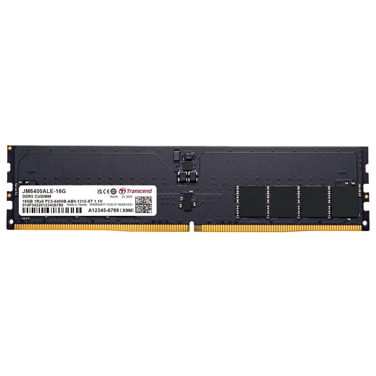 Transcend Jet Memory 16GB DDR5-6400 Unbuffered Desktop Cudimm 1RX8 CL52 (2GX8)X8 1.1V