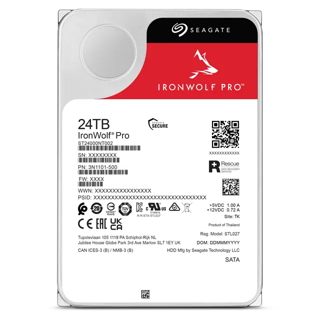 Seagate Ironwolf Pro 24TB 3.5'' Hdd Nas Drives 7200 Rpm; SATA 6GB/S Interface; 256MB CACHE;550TB/...