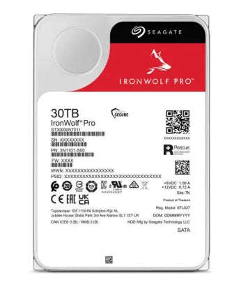 Seagate IronWolf Pro ST30000NT011 30TB 3.5" NAS Hard Drive 7200RPM SATA III 550TB/yr