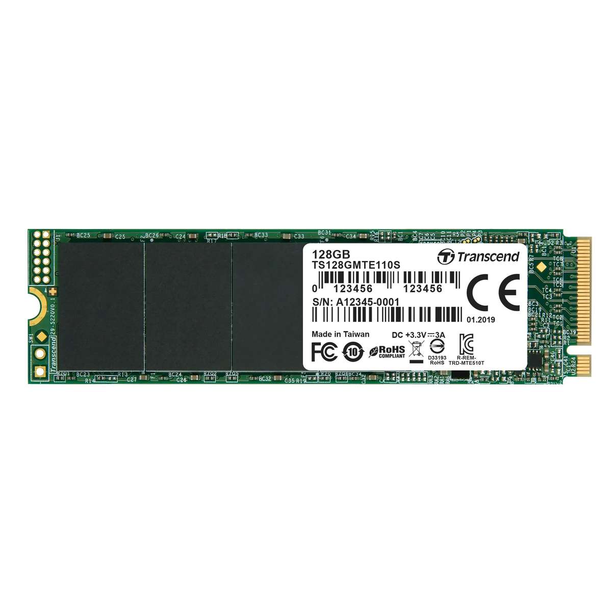 Transcend 128GB MTE110S PCI-E Gen 3X4 M.2 2280 SSD 3D Tlc 1500 Mb/S Read 550 Mb/S Write 50 Tbw