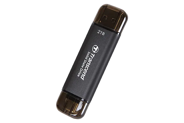 Transcend 2 TB ESD310C USB3.2 Type A & C (USB 10GBPS) Otg Compact Portable SSD Read 1050MB/S Writ...