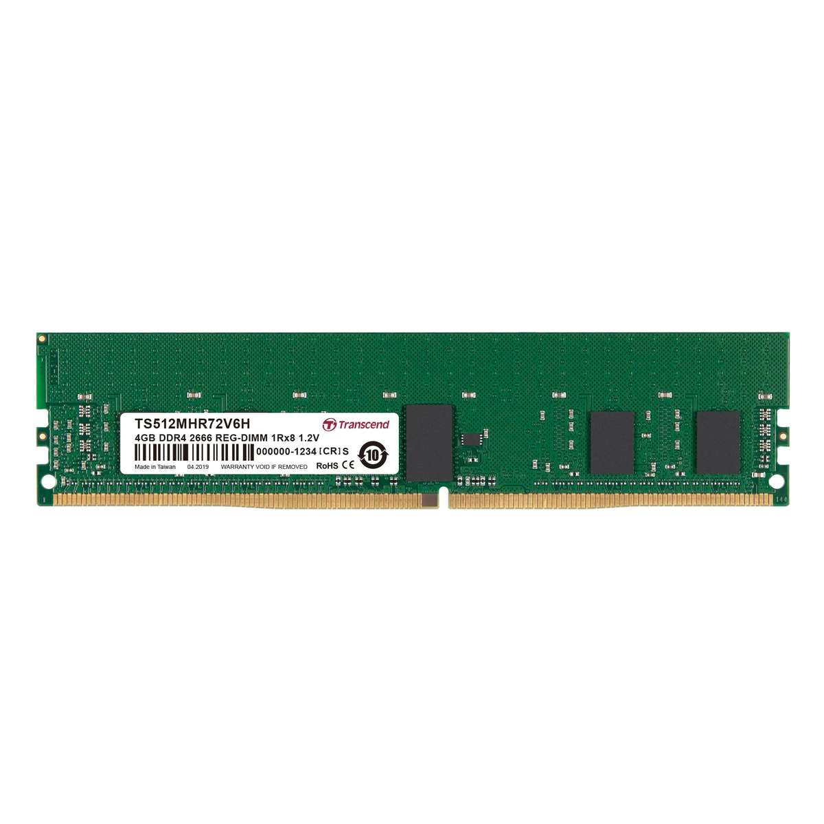 Transcend TS512MHR72V6H 4GB DDR4 2666MHz ECC Registered DIMM CL19 1Rx8 Server Memory