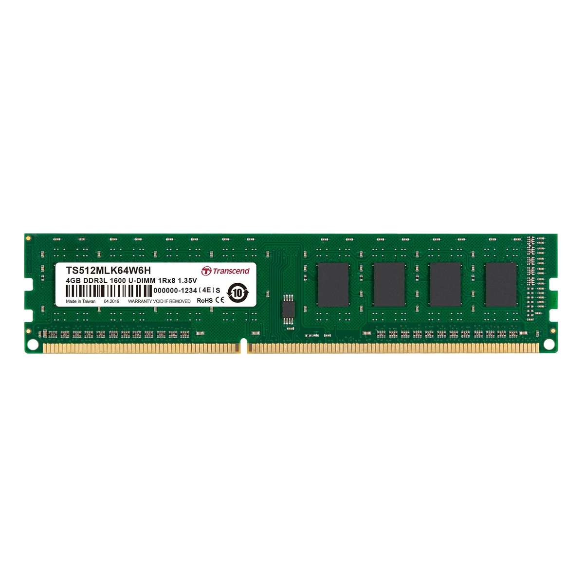 Transcend 4GB DDR3L-1600 Low Voltage \ Dual Voltage Desktop U-Dimm 1.35V/1.5V