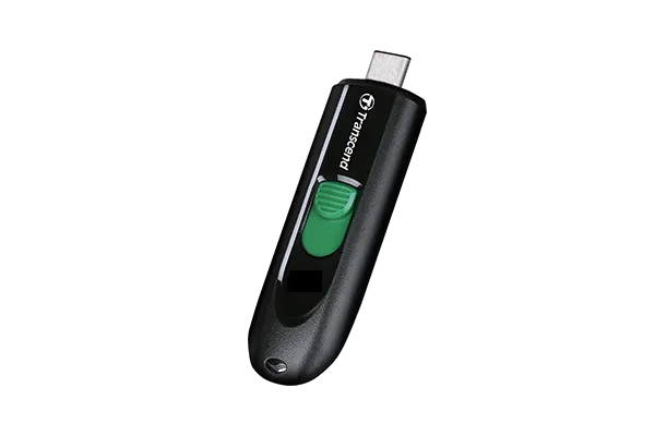 Transcend 64GB JF790 USB C (5GPBS) Capless Flash Drive Black And Green