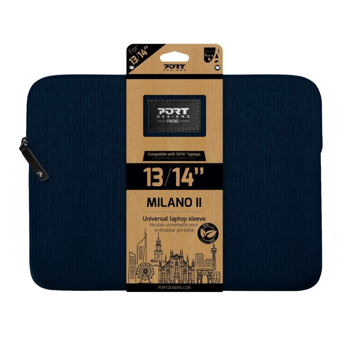 Port Designs Milano II Eco 13/14" Universal Laptop Sleeve Navy Blue