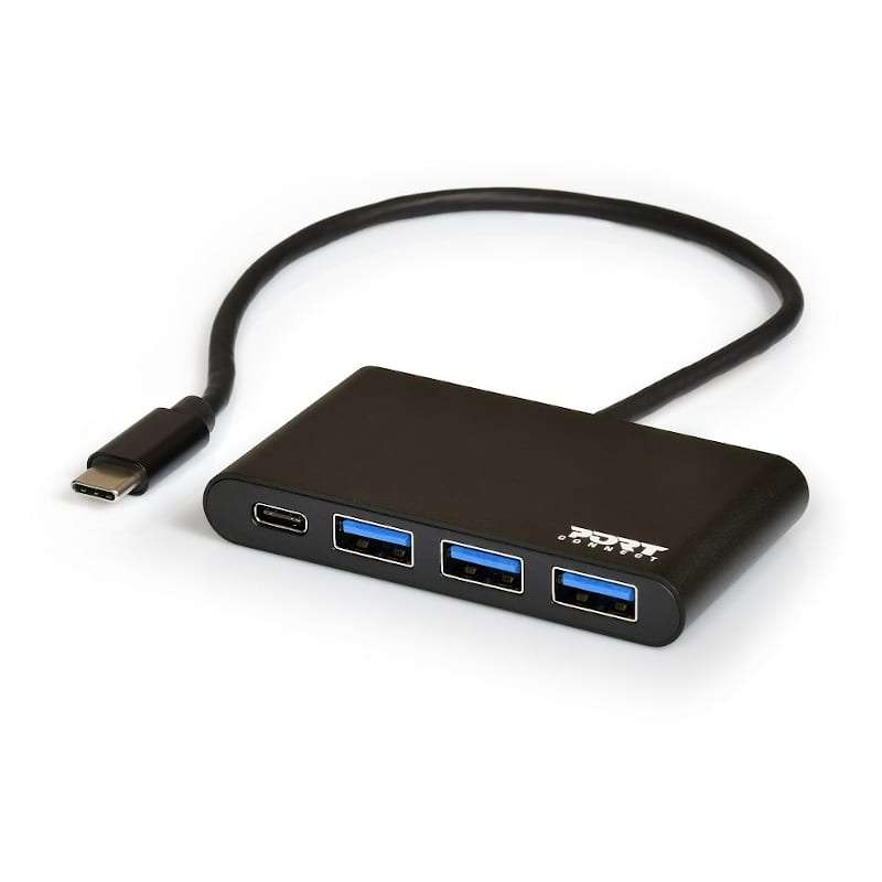 Port USB Type-C To 3 X USB3.0 And 1 X Type-C Pd 30CM 4 Port Hub Black