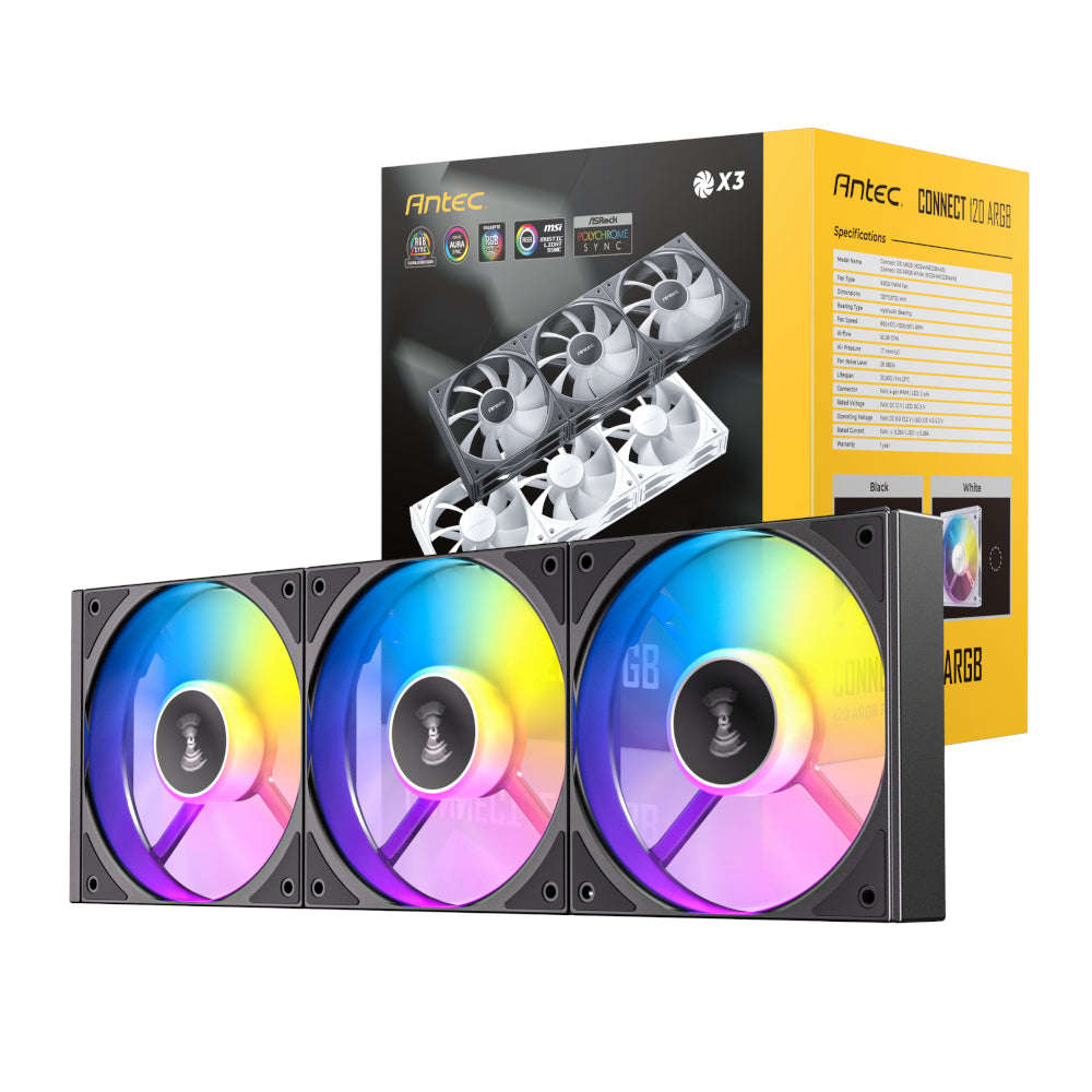 Antec Connect 120 ARGB PWM Fan 3 Pack Black
