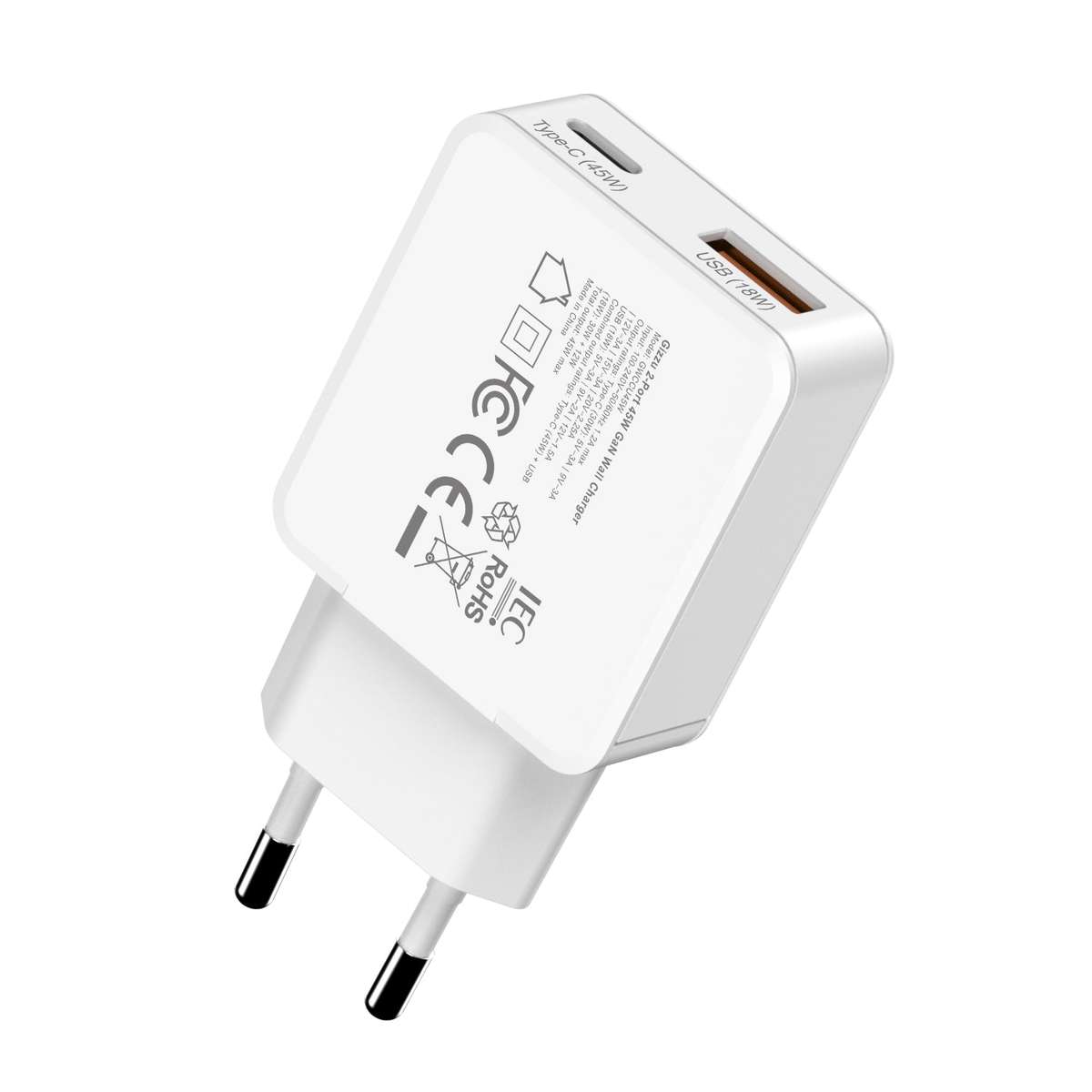 Gizzu 2-PORT 45W Gan Wall Charger