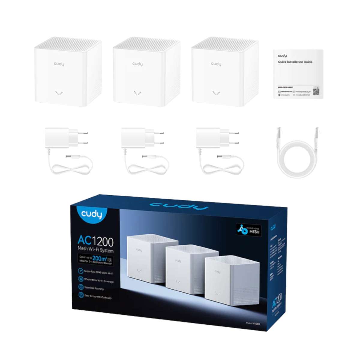 Cudy AC1200 Mesh WI-FI System (V2) 3PACK