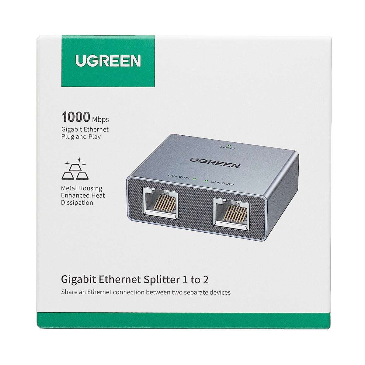 Ugreen 1-TO-2 Gigabit Ethernet Splitter, 1000MBPS LAN Network Adapter