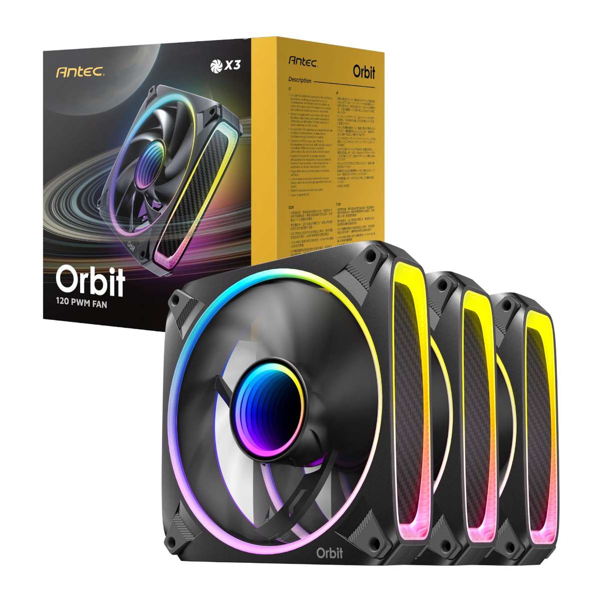 Antec Orbit PWM 120MM ARGB Fan 3 Pack Black
