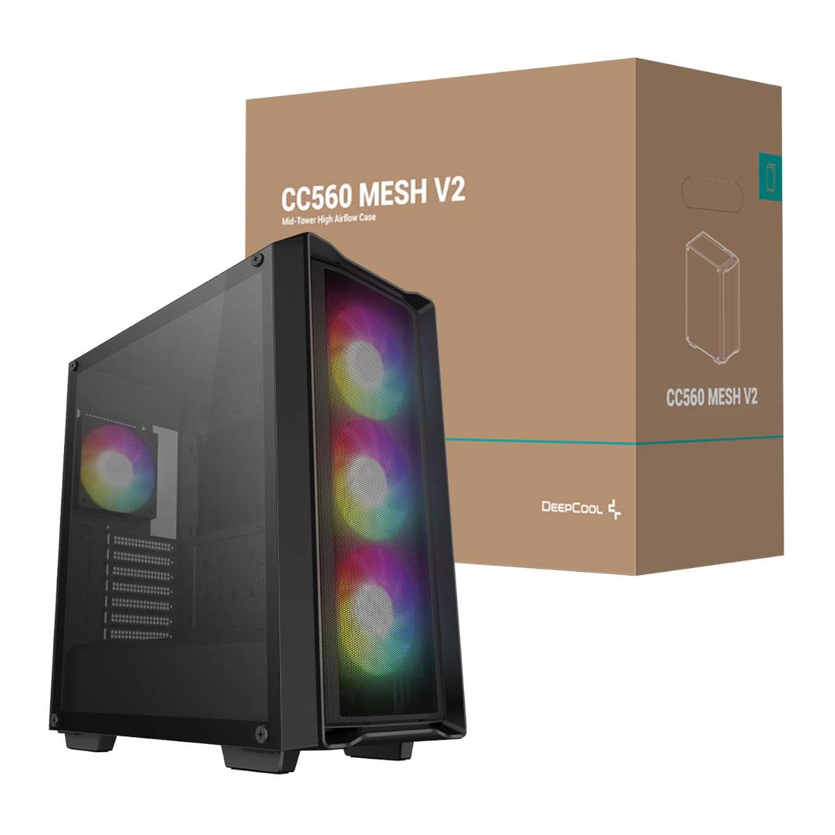 Deepcool CC560 Mesh V2 ATX Mid Tower Airflow Gaming Chassis  Black