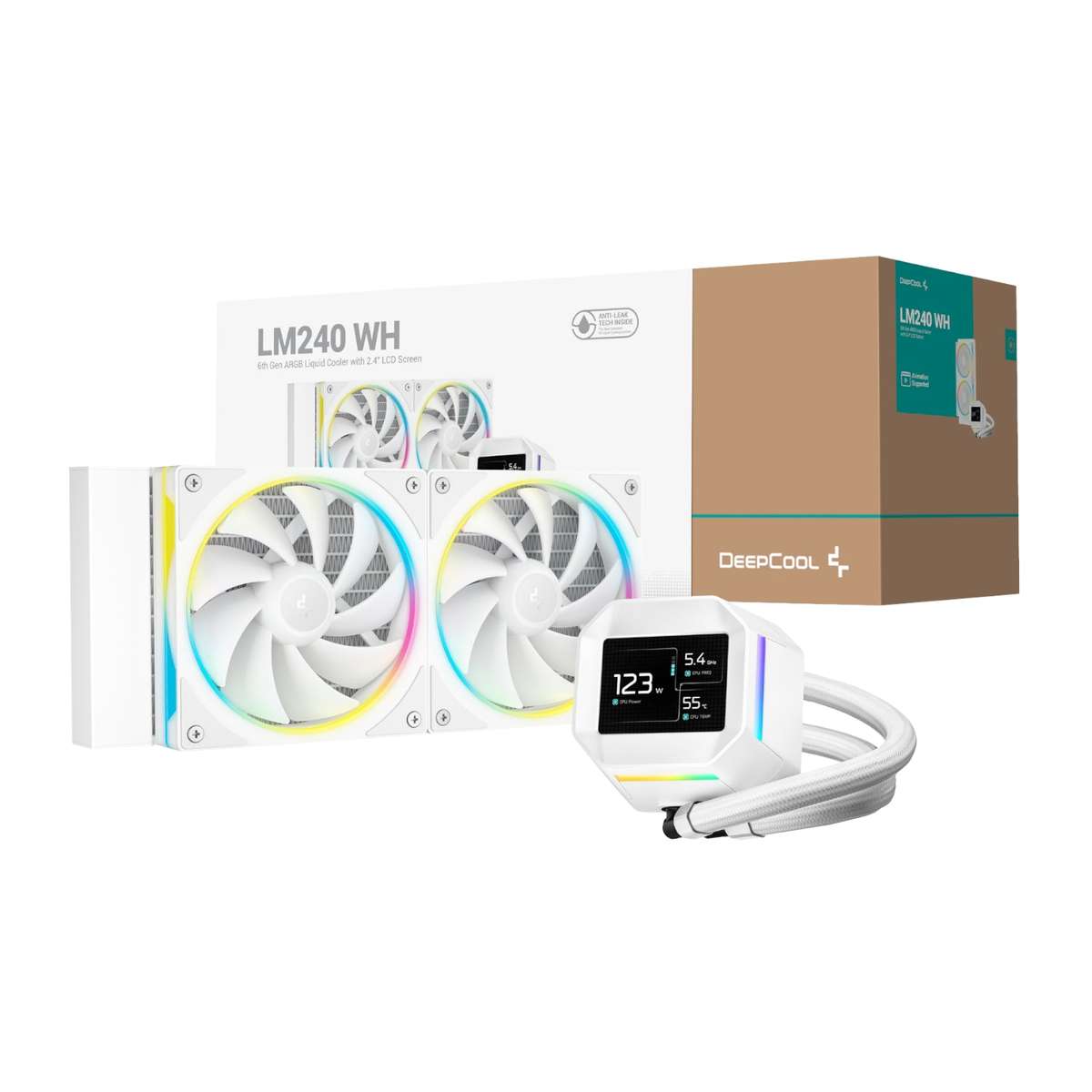 Deepcool LM240 ARGB 240MM Aio CPU Liquid Cooler White