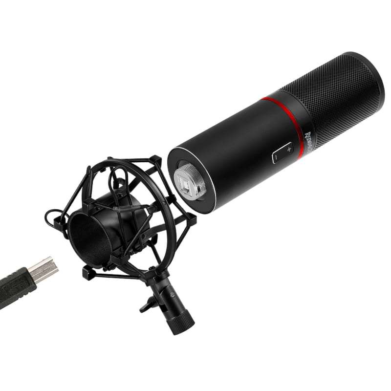Redragon Blazar Cardioid USB Gaming Mic And Tripod Black