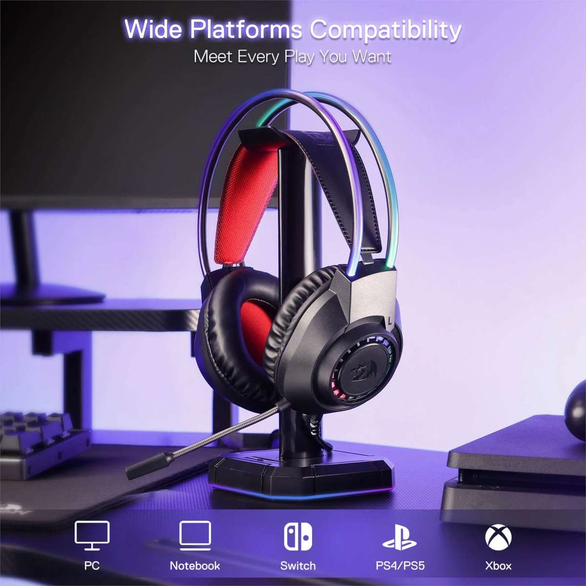 Redragon Scream Over-Ear RGB Gaming Headset Black