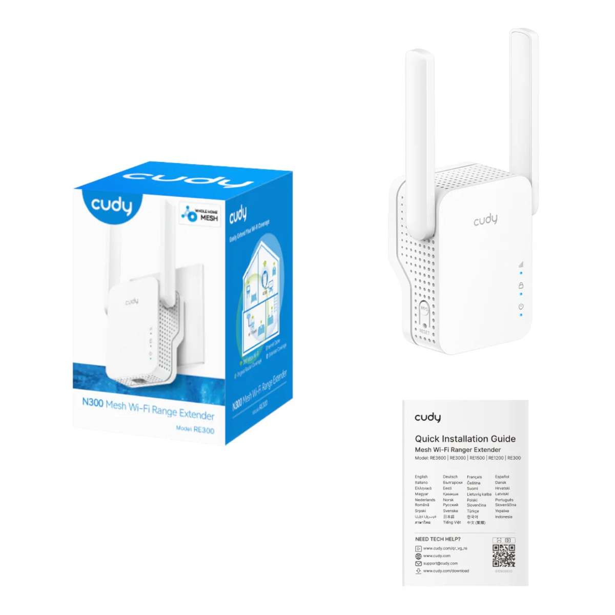 Cudy N300 Mesh WI-FI Range Extender | Wall Plug