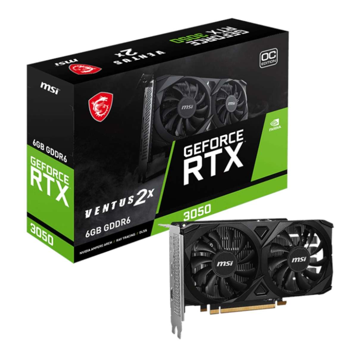 Msi Geforce Rtx 3050 Ventus 2X E 6GB Oc Graphics Card