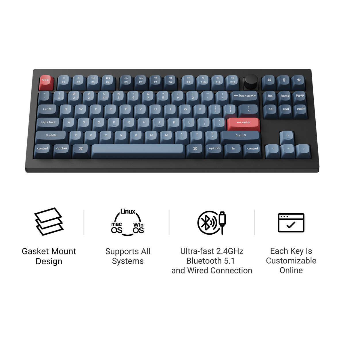 Keychron V3 Max Qmk/Via 80% Wireless Custom Mechanical Keyboard (brown Switch)  Carbon Black