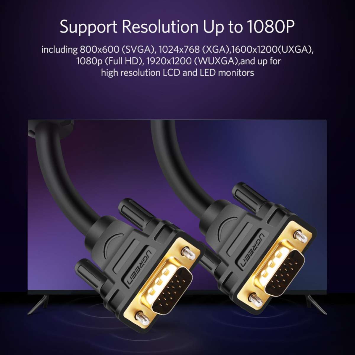 Ugreen VG101 VGA Male To Male Cable 1.5M