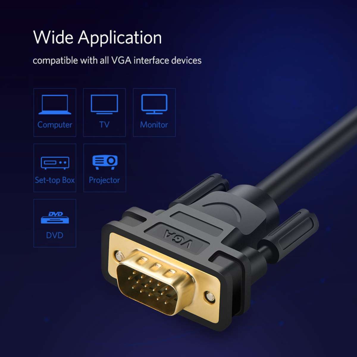 Ugreen VG101 VGA Male To Male Cable 1.5M