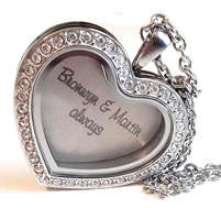 FL42 - Personalized Heart Floating Locket Set, Locket Necklace with Personalized Heart