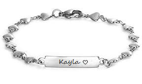 EJ107-CB0082427 - Personalized Heart Bracelet, Stainless Steel, Any Size Children - Adults
