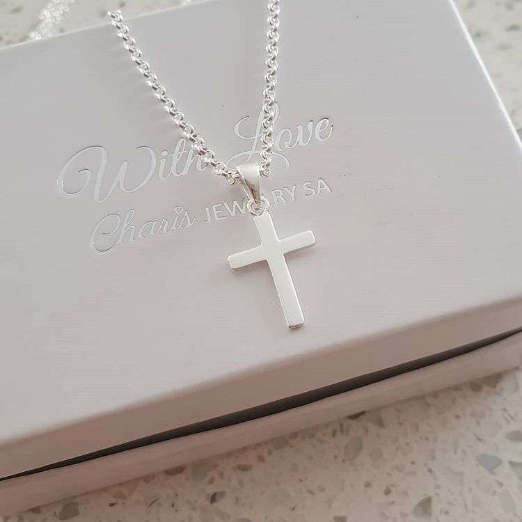 Hope 925 Sterling Silver Cross Necklace, 11x15mm on a 45cm chain