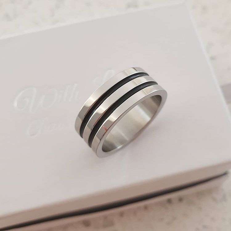 Mark Men's Stainless Steel Band Ring, Sizes 6,7,8 - Size 8